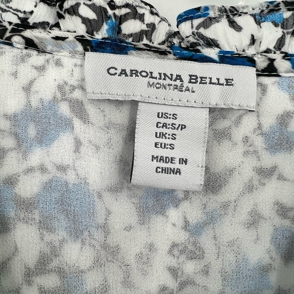 Carolina Belle blue floral blouse size S - Picture 3 of 8